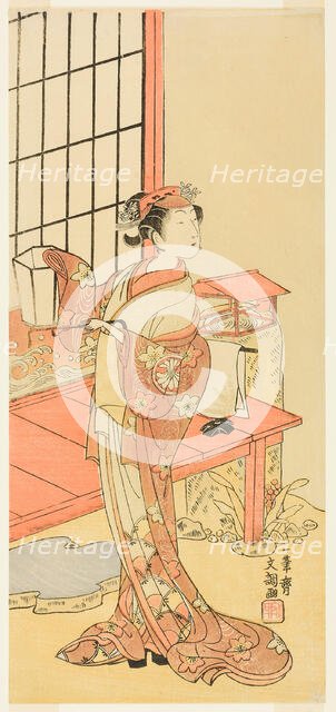 The Actor Segawa Kikunojo II, Possibly as Princess Ayaori in the Play Ima o Sakari..., c. 1768. Creator: Ippitsusai Buncho.