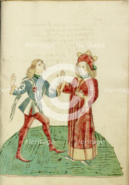 King Josaphat Selects Barochias as his Successor; Barlaam und Josaphat, 1469. Creators: Hans Schilling, Diebolt Lauber.