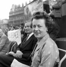 Barbara Castle at an anti H-Bomb demo, London, 22 Sep 1957. Artist: Henry Grant