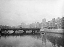 Grattan bridge on the River Liffey and the Ormond Quay Presbyterian Church, Dublin, Ireland, c1898. Creator: Robert Augustus Henry L'Estrange.