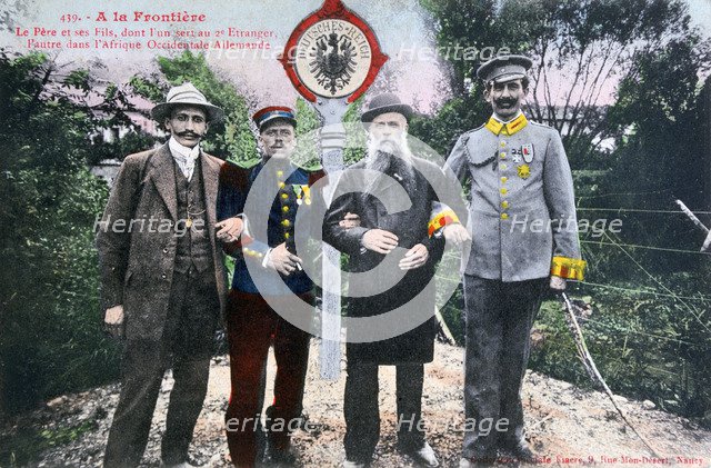 Father and his sons at the French/German border, 20th century. Artist: Unknown