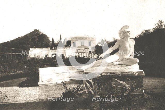 ''Corfou et l'Achilleion; La villa Achilleion et la statue d'Achille mourant.', 1916. Creator: B. Borri.