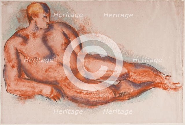 Seated Male Nude, 1923. Creator: Marsden Hartley.