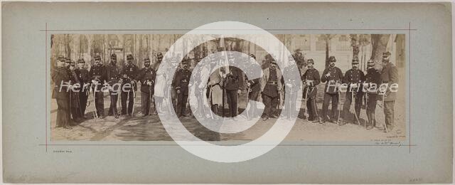 Panorama: group portrait of soldiers, 1870. Creator: Andre-Adolphe-Eugene Disderi.