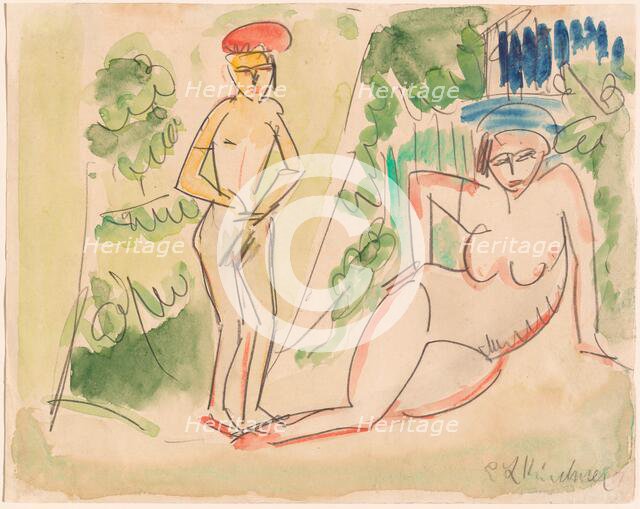Two Bathers near the Woods, 1910/1911. Creator: Ernst Kirchner.