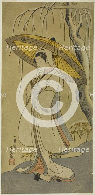 The Actor Segawa Kikunojo II as the Heron Maiden in the play "Cotton Wadding of Izu..., 1770. Creator: Ippitsusai Buncho.