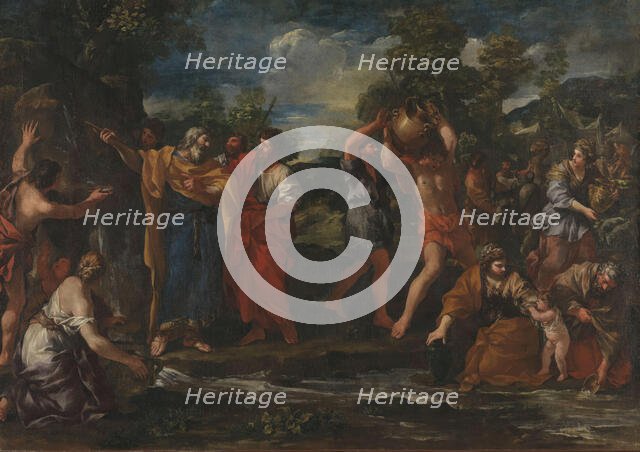 Moses Drawing Water from the Rock, probably between 1630 and 1635. Creator: Giovanni Francesco Romanelli.