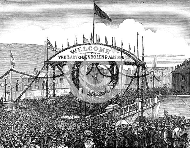 Opening of a new bridge at Huddersfield, 1874. Creator: Unknown.