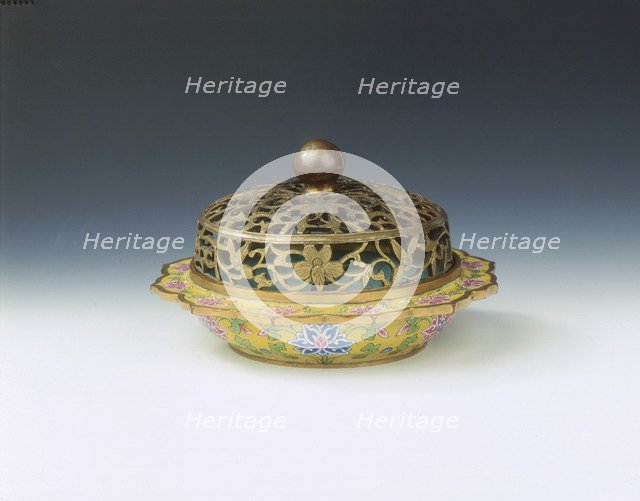 Beijing enamel incense stick holder, Qing dynasty, China, early-mid 18th century. Artist: Unknown