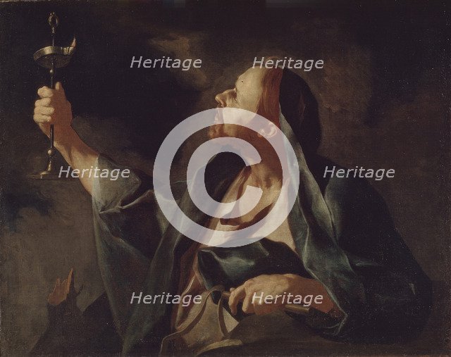 A man with a lamp and a whip (The Prophet Sophonias). Artist: Petrini, Giuseppe Antonio (1677-1759)