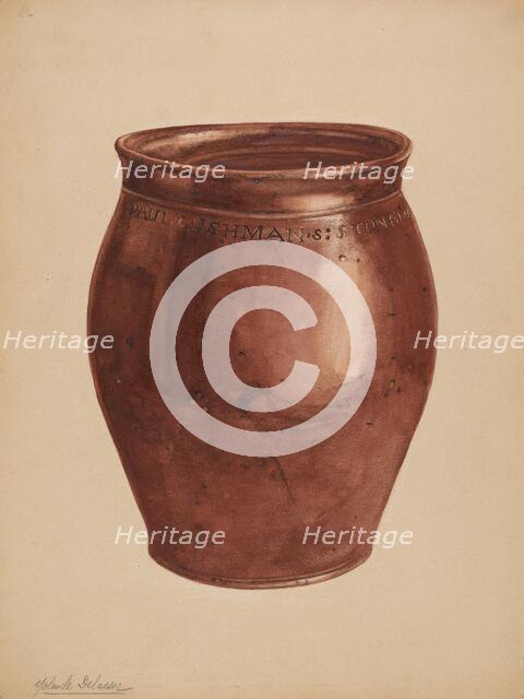 Jar, c. 1937. Creator: Yolande Delasser.