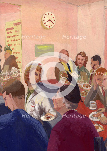 Cafe interior, London, c1950.  Creator: Shirley Markham.