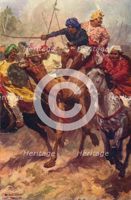 'Escape of Suraja Dowla from Plassey', 1757 (c1912). Artist: Unknown.