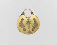 One of a Pair of Temple Pendants, with Two Birds Flanking..., Kievan Rus', 11th-12th century. Creator: Unknown.