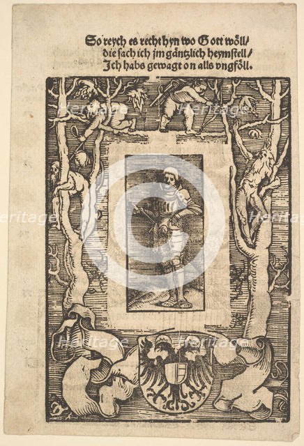 Title Border with Man in Armor in Center, 1513. Creator: Hans Baldung.