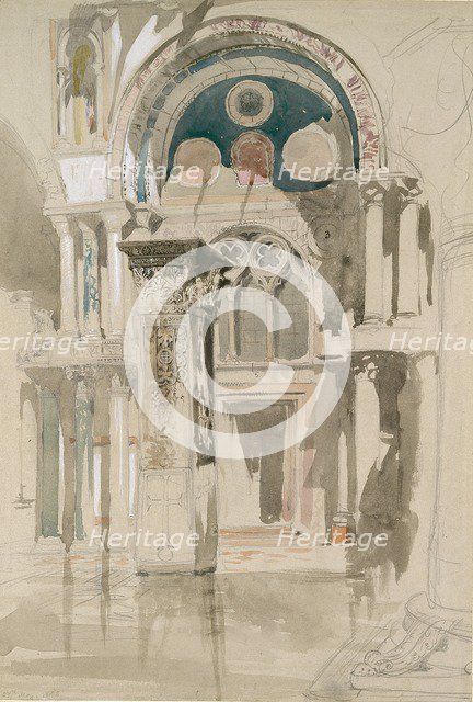 Part of Saint Mark's Basilica, Venice: Sketch after Rain, 27 May 1846. Artist: John Ruskin.