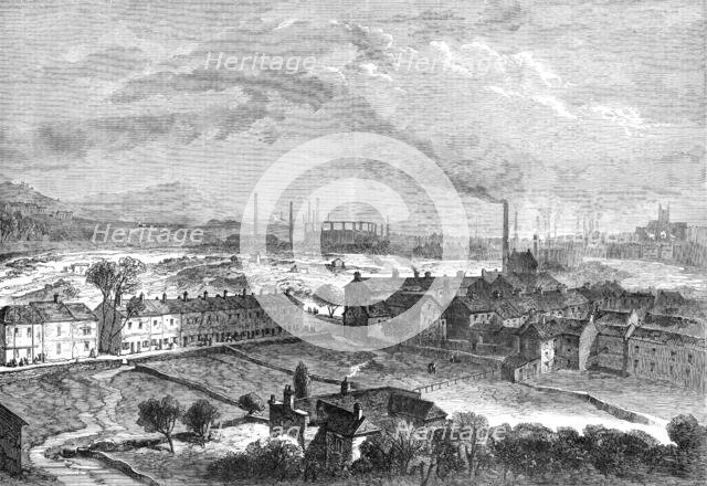 Sheffield, from the Langsett Road, showing the suburbs that were flooded..., 1864. Creator: Unknown.