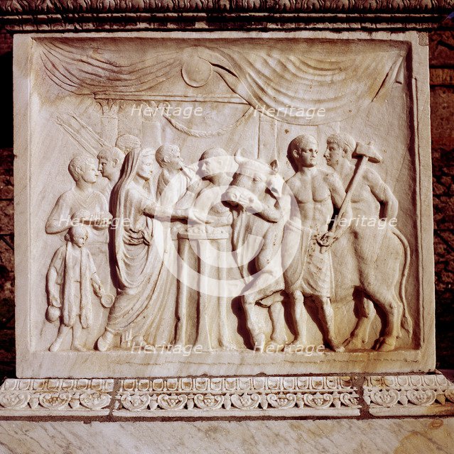 Sacrifice of an ox, Temple of Vespasian, Pompeii, Italy, 1st century.  Creator: Unknown.