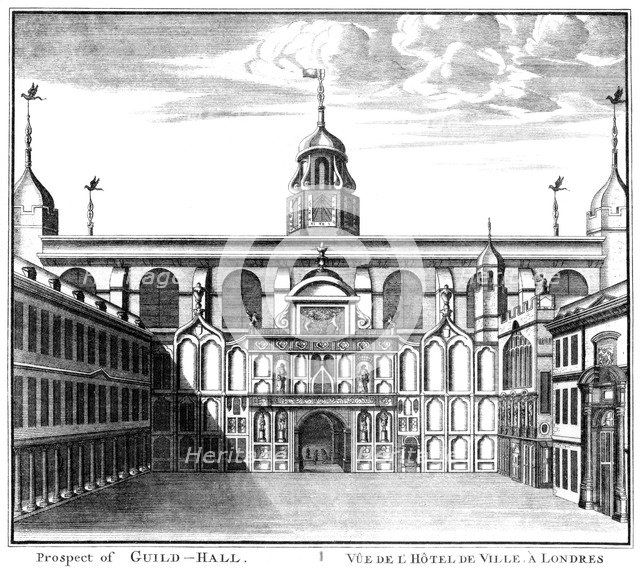 'Prospect of Guildhall', City of London, (1886). Artist: Unknown