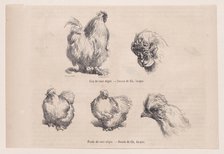 Silkie Cockerel and Silkie Hen, from "Le Magasin Pittoresque", September 1861. Creators: Charles Emile Jacque, Tamisier.