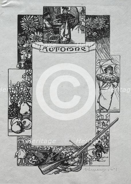 Paris Almanac, 1897: Decorative Border, Autumn, 1897. Creator: Auguste Louis Lepère (French, 1849-1918).
