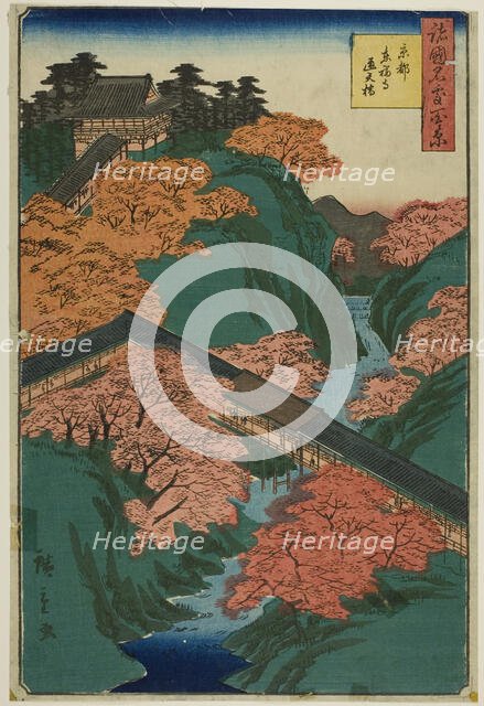 Tsuten-kyo Bridge, Tofuku Temple, Kyoto (Kyoto Tofukuji Tsutenkyo bashi) from the series "..., 1859. Creator: Utagawa Hiroshige II.