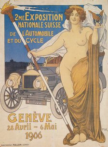 Advertisement for the Second Swiss National Car and Bicycle Exposition, Geneva, 1906. Artist: Unknown.