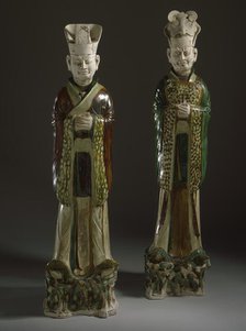 Funerary Sculpture of a Pair of Officials, between c.700 and c.800. Creator: Unknown.