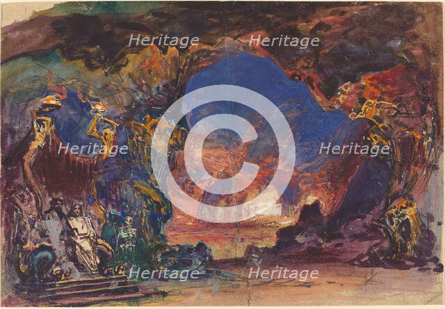 Underworld Scene with a Man and Woman Enthroned and Death Standing Guard. Creator: Robert Caney.