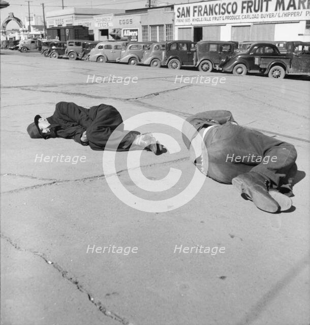 Scene along "Skid Row", Howard Street, San Francisco, California, 1937. Creator: Dorothea Lange.
