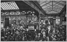 Crowds in Waterloo Station heading off to Ascot races, London, c1900 (1901). Artist: Unknown.