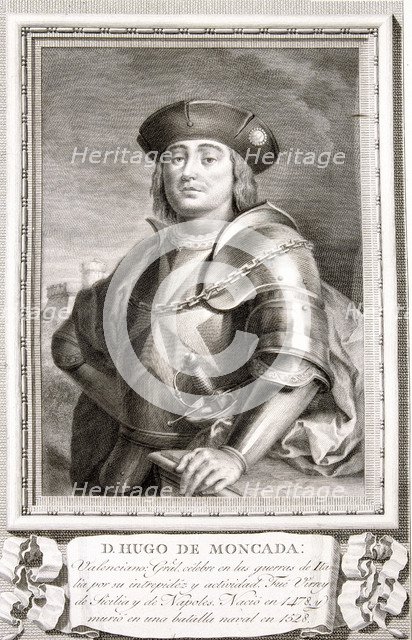 Hugo de Moncada (1478-1528), Spanish general, engraving from the collection 'Illustrious Men'.