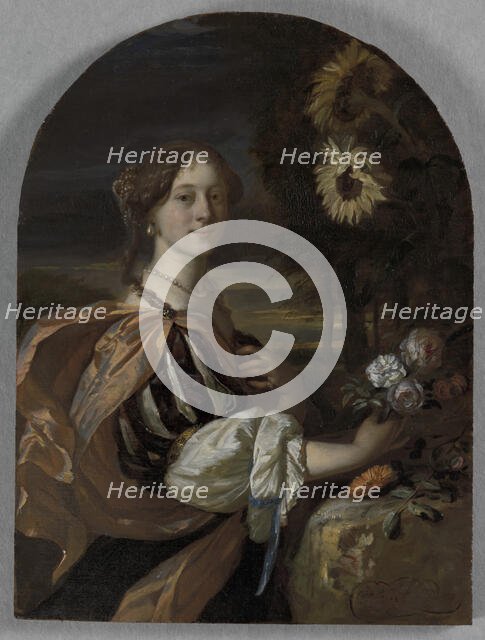 Catharina van Heemskerck with Sunflowers, late 17th-early 18th century. Creator: Carel de Moor.