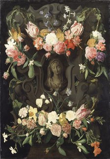 Flower around a Cartouche with an Image of the Virgin. Creators: Daniel Seghers, Erasmus Quellinus.