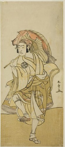 The Actor Nakamura Nakazo I as Onmaya Kisanda Disguised as the Lion Dancer Kakubei in..., c. 1777. Creator: Shunsho.