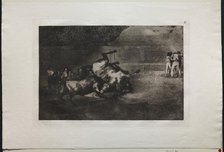 Bullfights: A Horse Thrown by the Bull, 1876. Creator: Francisco de Goya (Spanish, 1746-1828).