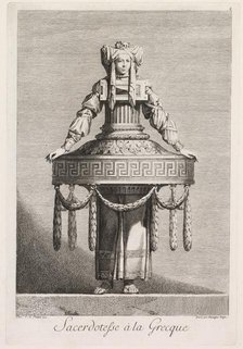 Mascarade à la Grecque: Sacerdotesse à la Grecque (Plate 8), 1771. Creator: Benigno Bossi (Italian, 1727-1792).