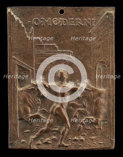 Hercules and the Cattle of Geryon, late 15th - early 16th century. Creator: Moderno.