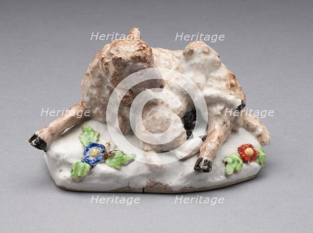 Ewe and Lamb, Bow, 1752/54. Creator: Bow Porcelain Factory.