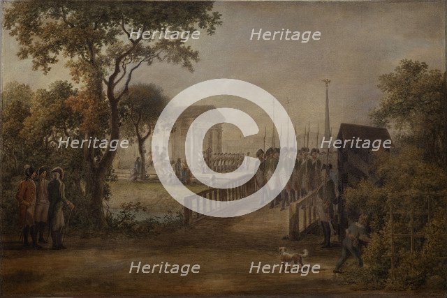 Changing of the Guard at the Tsarina’s Meadow in Saint Petersburg, 1799. Artist: Ivanov, Mikhail Matveevich (1748-1823)