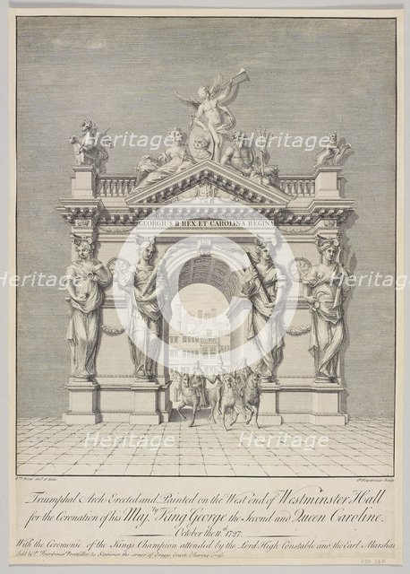 Triumphal Arch at West End of Westminster Hall for the Coronation of George II and Queen Caroline.