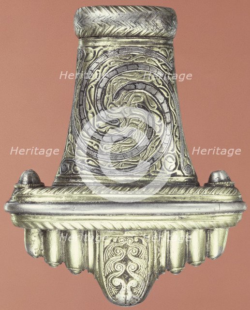 Silver gilt sword pommel, (Saxon?). Artist: Unknown