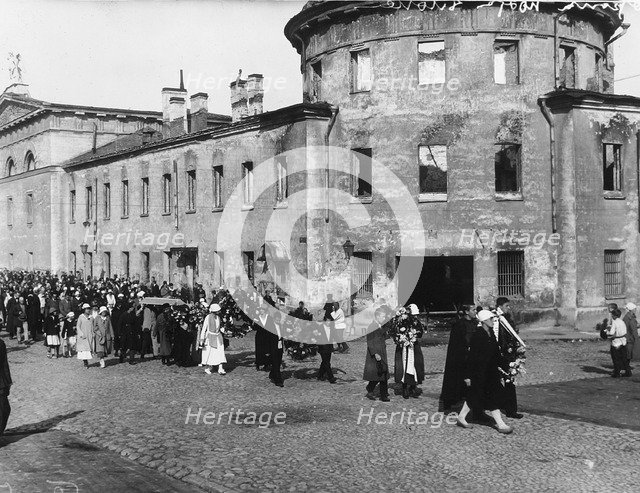 Funeral procession of the poet Alexander Blok, Petrograd, Russia, 10 August 1921. Artist: Unknown