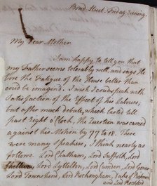 Letter from William Pitt, 1770s. Creator: William Pitt the Younger.