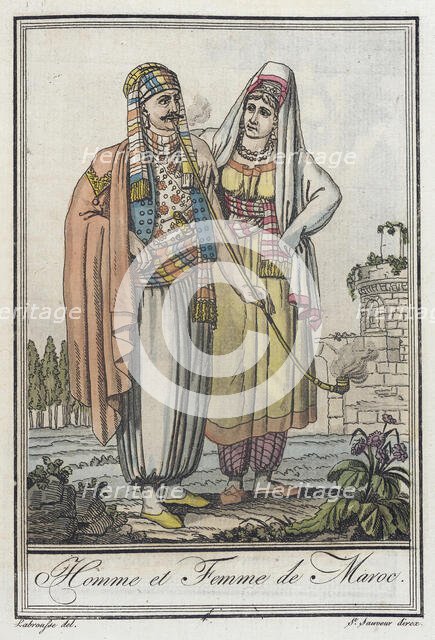 Costumes de Différents Pays, 'Homme et Femme de Maroc', c1797. Creators: Jacques Grasset de Saint-Sauveur, LF Labrousse.