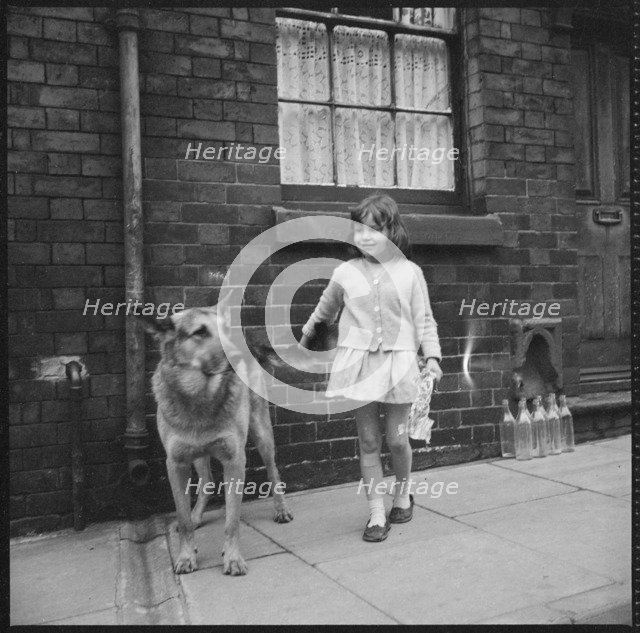Girl and dog, Middleport, Burslem, Stoke-on-Trent, Staffordshire, 1965-1968. Creator: Eileen Deste.