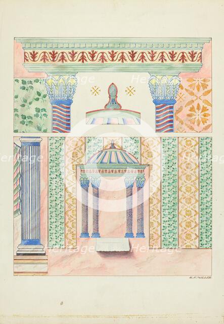 Details of Wall Paintings, Side Wall of Sanctuary, 1935/1939. Creator: Randolph F Miller.