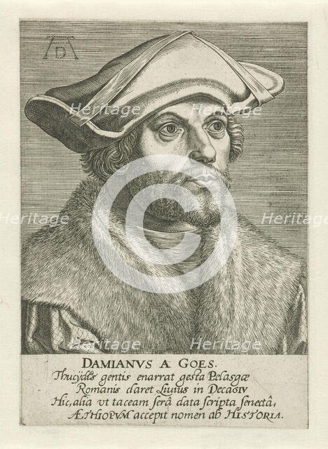 Portrait of Damião de Góis (1502-1574) after Albrecht Dürer  , Between 1587 and 1600. Creator: Galle, Philipp (Philips) (1537-1612).