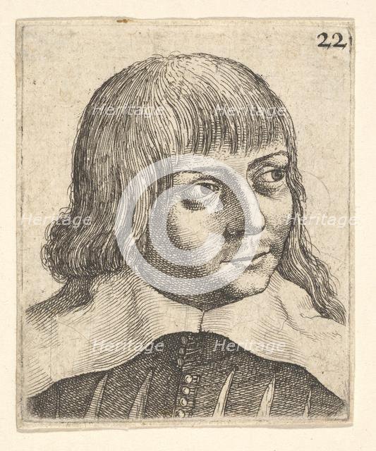 Head of a young man, turned slightly to right, 1625-77. Creator: Wenceslaus Hollar.