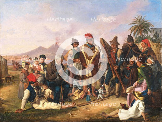 Harlequin and Columbine, 1834. Creator: Carelli, Raffaele (1795-1864).